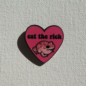 Eat the Rich Frog Enamel Pin Meme Funny